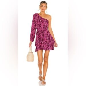Maaji Pink Quartz Lovliness One Shoulder Pink‎ Snake Print Mini Dress sz XS